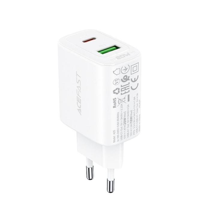 Acefast - Acefast Väggladdare USB Till Typ-C 20W - Vit