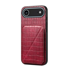A-One Brand - iPhone 17 Air Mobilskal Korthållare Crocodile Textured - Rosa