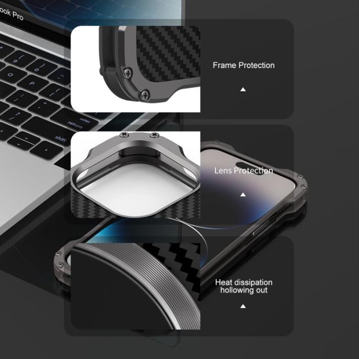 R-JUST - R-JUST RJ-51 Mobilskal till iPhone 14 Plus Svart PC + Aluminium Svart