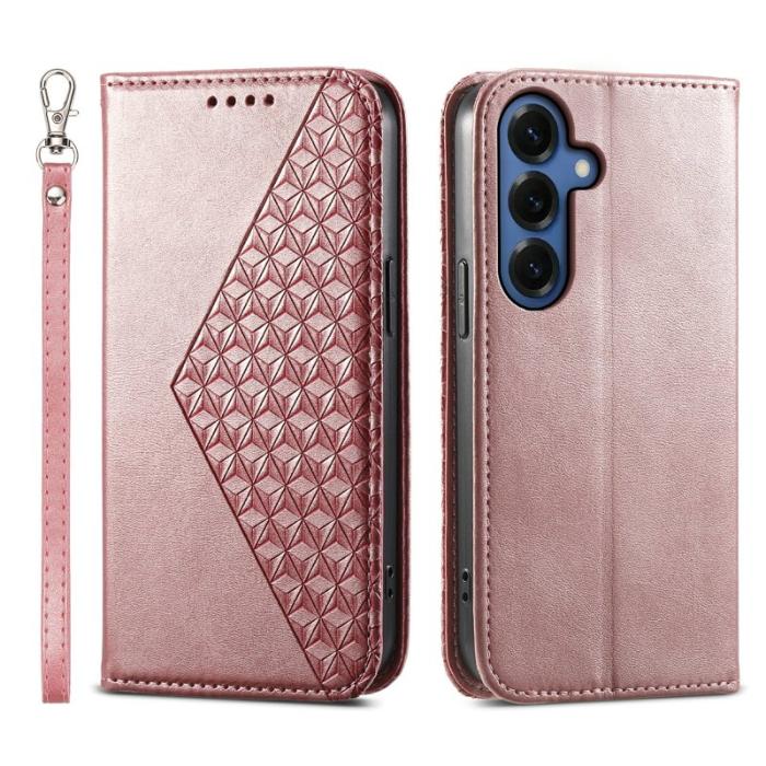 OEM - Plånboksfodral för Samsung Galaxy S26 Plus Konstläder med handledsrem - Roséguld