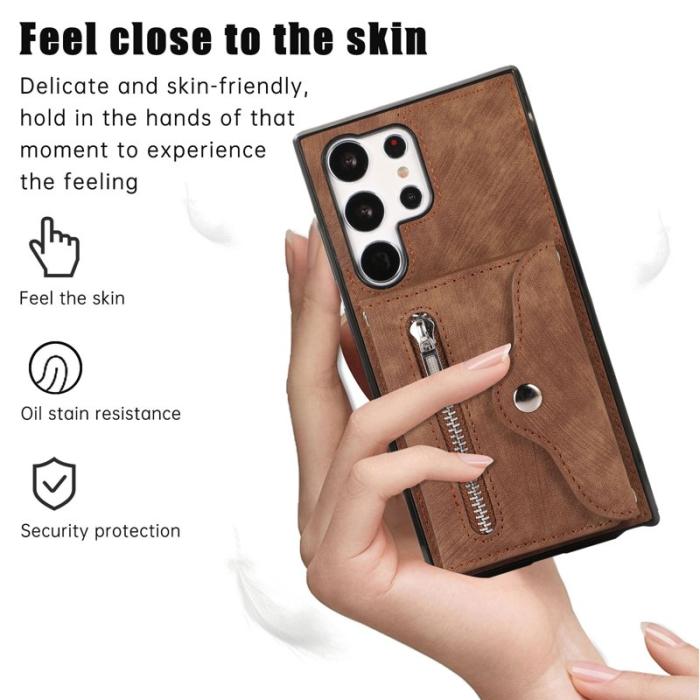 OEM - Mobilfodral för Samsung Galaxy S26 Ultra Konstläder RFID - Brun
