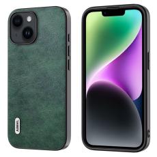 ABEEL - ABEEL iPhone 14 Plus Fodral St&ouml;tt&aring;ligt Litchi Textur Gr&ouml;n