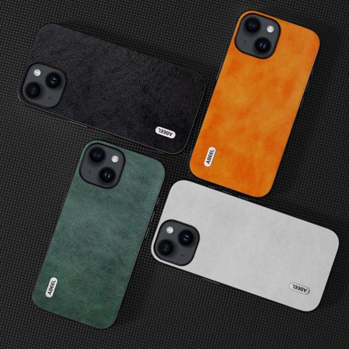 ABEEL - ABEEL iPhone 14 Plus Fodral Stöttåligt Litchi Textur Grön