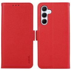 ABEEL - ABEEL Magnetic Konstl&auml;der Pl&aring;nboksfodral f&ouml;r Samsung Galaxy S25/S24 - R&ouml;d