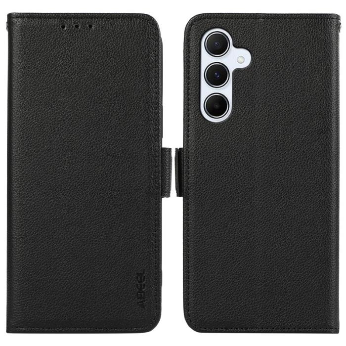 ABEEL - ABEEL Magnetic Konstläder Plånboksfodral för Samsung Galaxy S25/S24 - Svart
