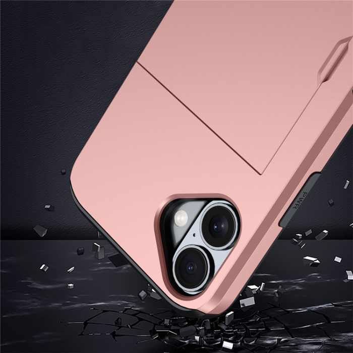 Amorus - AMORUS iPhone 17 Mobilskal Med Glidande Korthållare - Svart