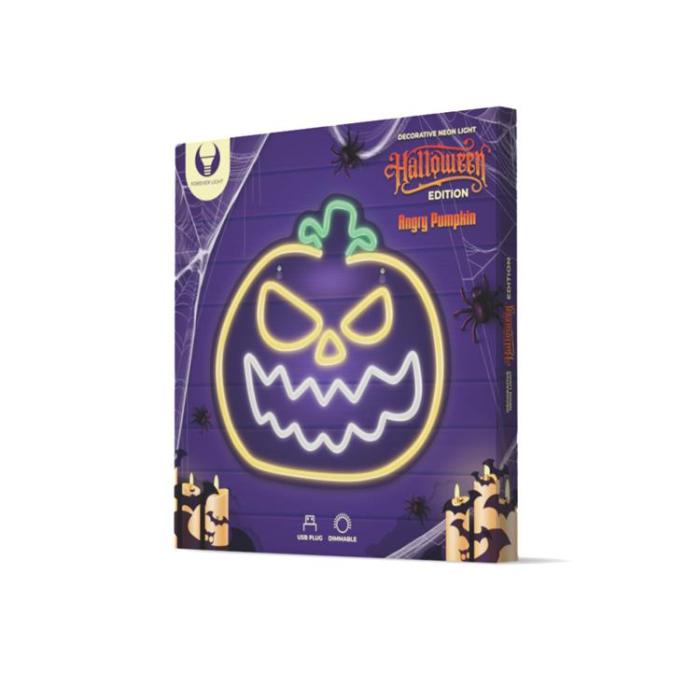 Forever Light - Forever Light Neon LED PLEXIANGRY PUMPKIN FPNE14 - Gul/Vit