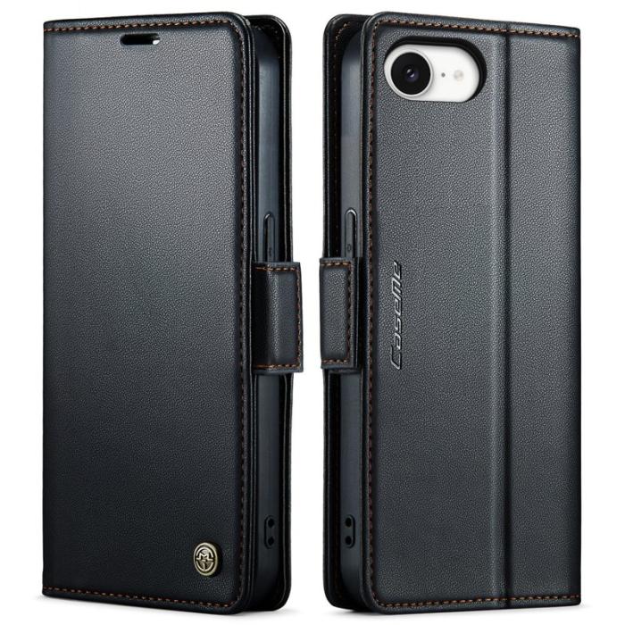 Caseme - CASEME Plånboksfodral Konstläder för iPhone 16e RFID-Skydd Svart