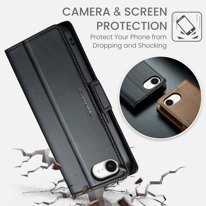 Caseme - CASEME Plånboksfodral Konstläder för iPhone 16e RFID-Skydd Svart