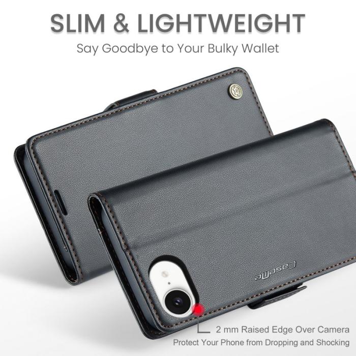 Caseme - CASEME Plånboksfodral Konstläder för iPhone 16e RFID-Skydd Svart