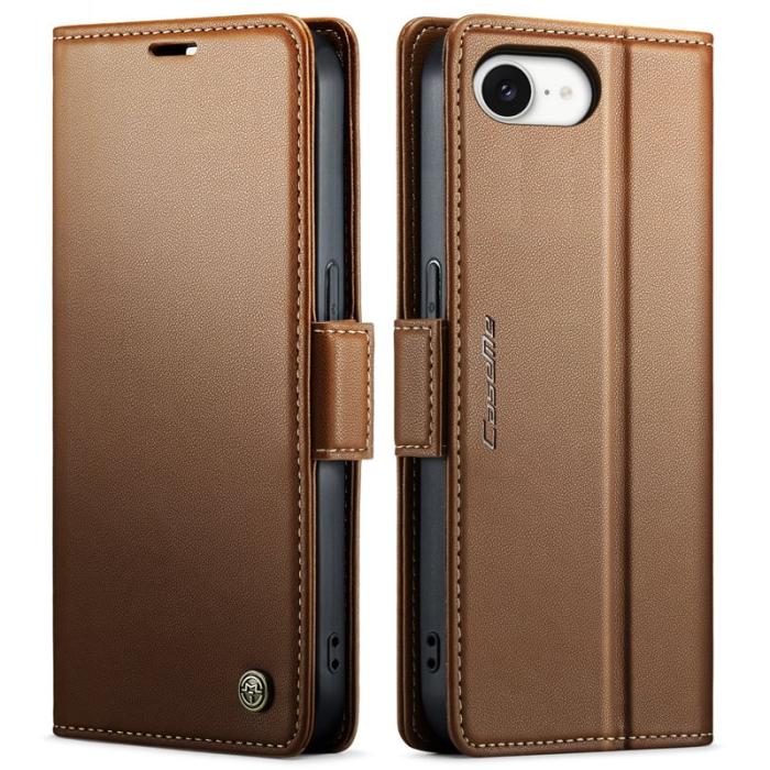 Caseme - CASEME Plånboksfodral Konstläder för iPhone 16e RFID-Skydd - Brun