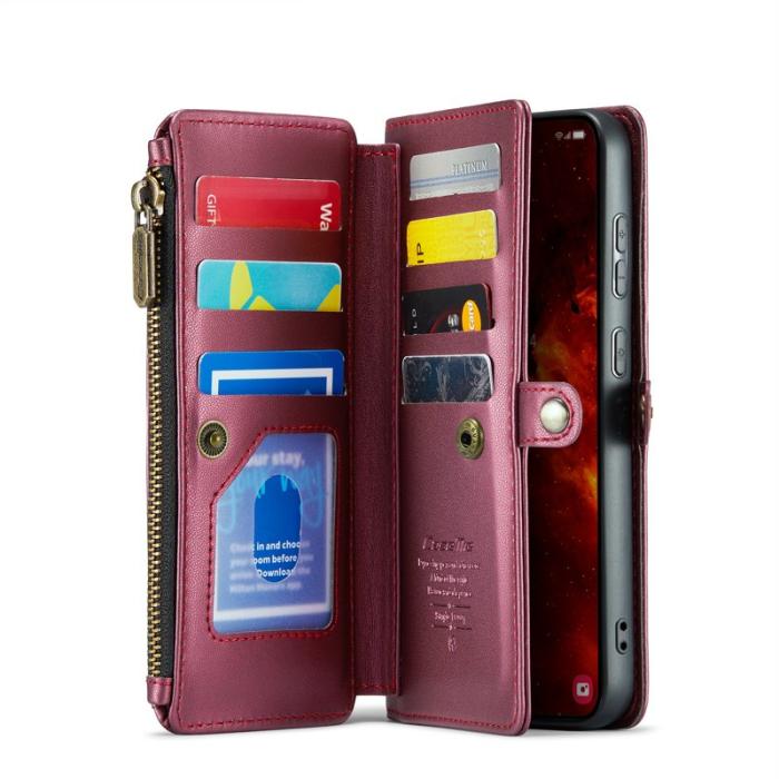 Caseme - CASEME Plånboksfodral Konstläder för Samsung Galaxy S24 FE - Röd