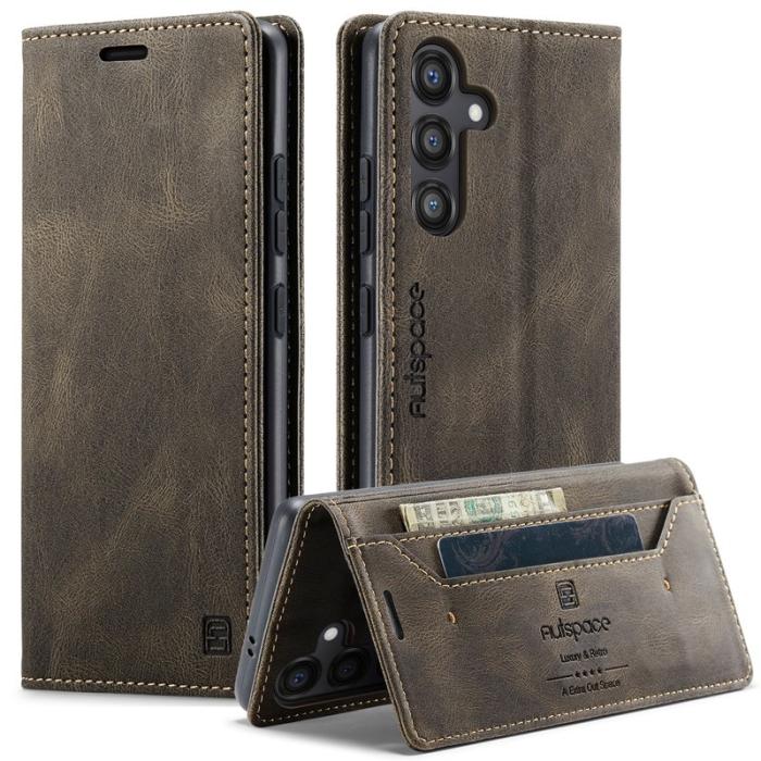 AUTSPACE - AUTSPACE Samsung Galaxy S25 Wallet Fodral KonstLäder - Kaffe