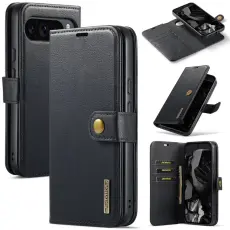DG.MING - DG.MING Google Pixel 9 Pro XL Pl&aring;nboksfodral &Auml;kta L&auml;der Avtagbart Svart