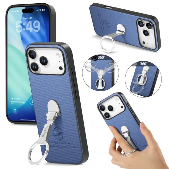 CASENEO - D.G Ming iPhone 17 Pro Fodral KonstLäder - Blå