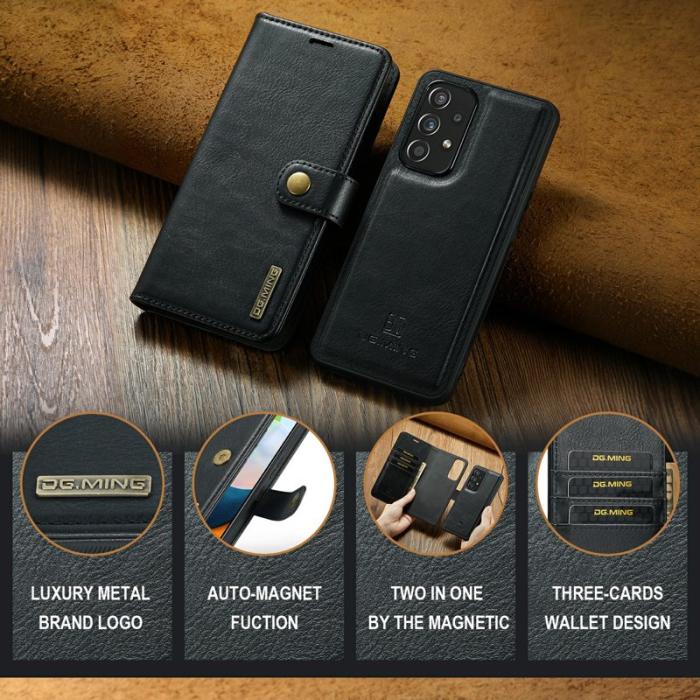 DG.MING - DG.MING Samsung Galaxy A53 5G Plånboksfodral Äkta läder Flip Svart