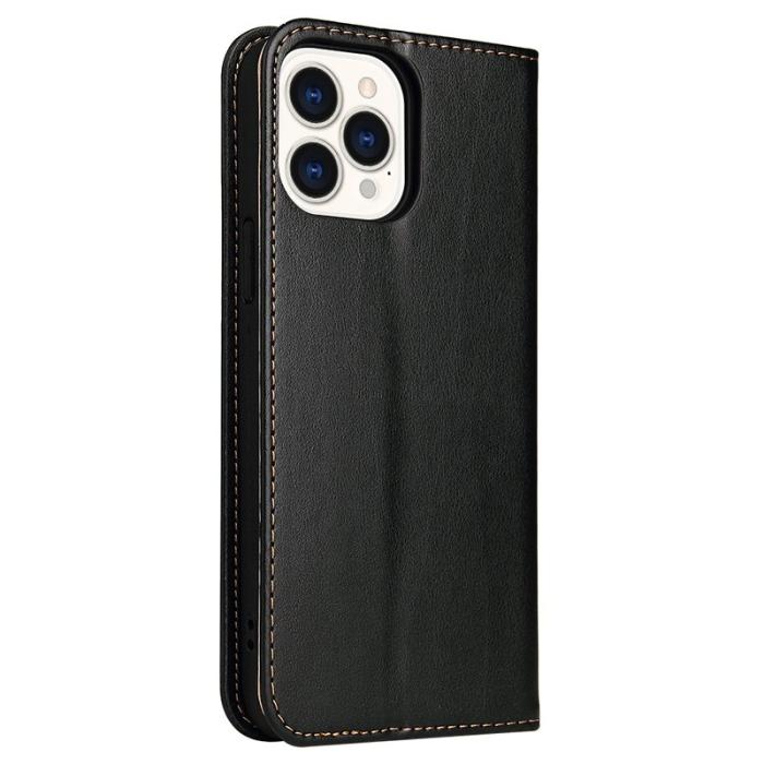 FIERRE SHANN - FIERRE SHANN iPhone 15 Pro Plånboksfodral - Magnetisk Konstläder - Svart