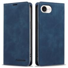 FORWENW - FORWENW iPhone 16e Pl&aring;nboksfodral Skin-Touch Konstl&auml;der - Bl&aring;