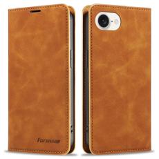 FORWENW - FORWENW iPhone 16e Pl&aring;nboksfodral Skin-Touch Konstl&auml;der - Brun