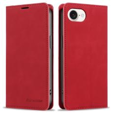 FORWENW - FORWENW iPhone 16e Pl&aring;nboksfodral Skin-Touch Konstl&auml;der - R&ouml;d