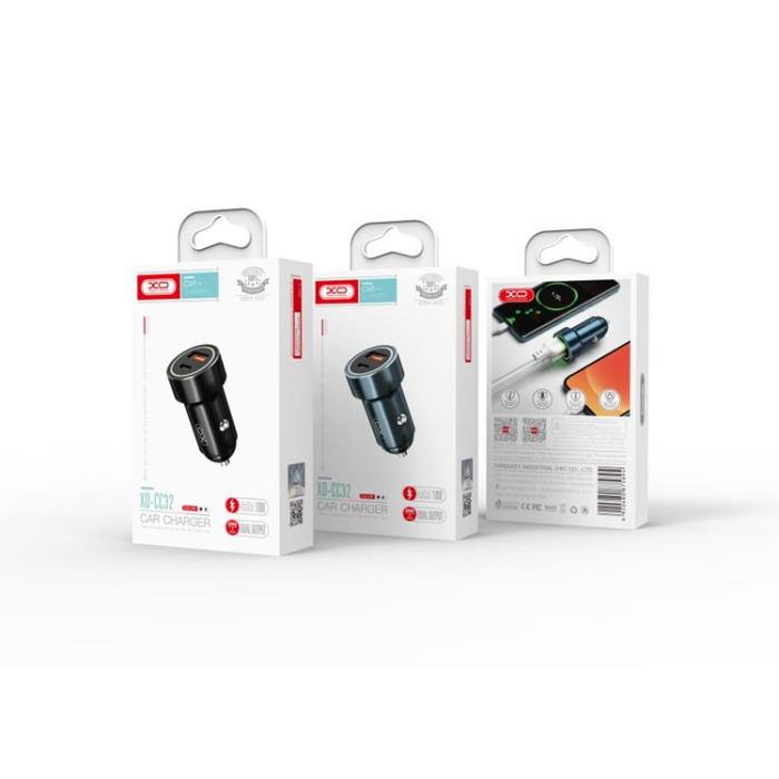 XO - XO Billaddare 1X USB 1x USB-C PD QC 3.0 20W CC32 - Blå