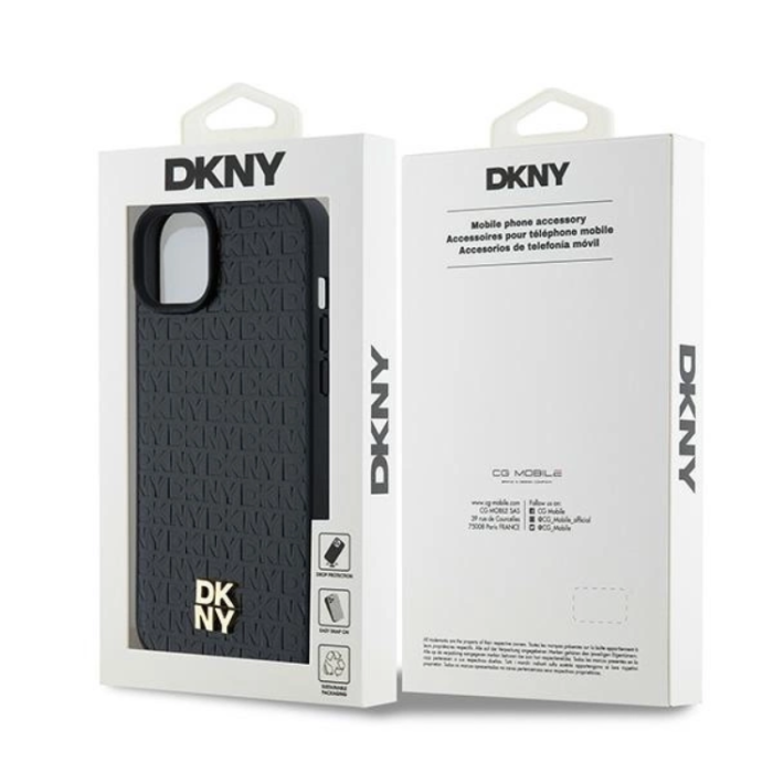 DKNY - DKNY iPhone 15/14 Plus Mobilskal Magsafe Läder Pattern Metal Logo