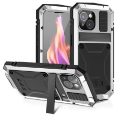 R-JUST - R-JUST iPhone 15 Plus Mobilskal med Härdat Glas - Silver