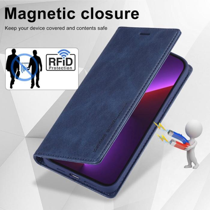 LC.imeeke - LC.IMEEKE iPhone 13 Pro Plånboksfodral - RFID Blocking - Konstläder - Blå