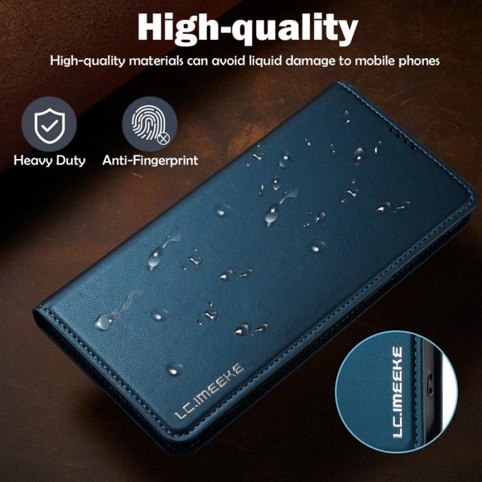 LC.imeeke - LC.IMEEKE L1 Series iPhone 16 Plus Plånboksfodral Konstläder - Blå