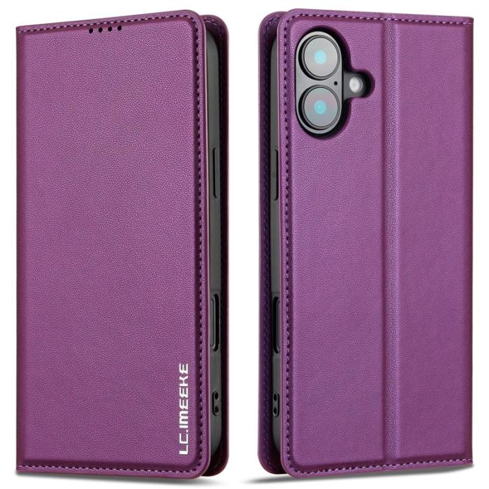 LC.imeeke - LC.IMEEKE L1 Series iPhone 16 Plus Plånboksfodral Konstläder - Lila