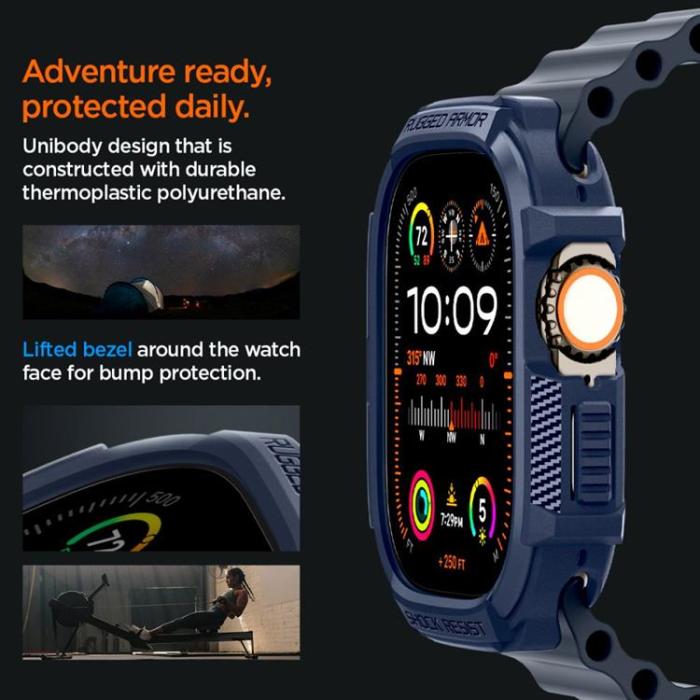 Spigen - Spigen Apple Watch Ultra 1/2 (49mm) Skal Rugged Armor - Blå