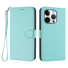 A-One Brand - iPhone 15 Pro Plånboksfodral Läder med Handledsrem - Mintgrön