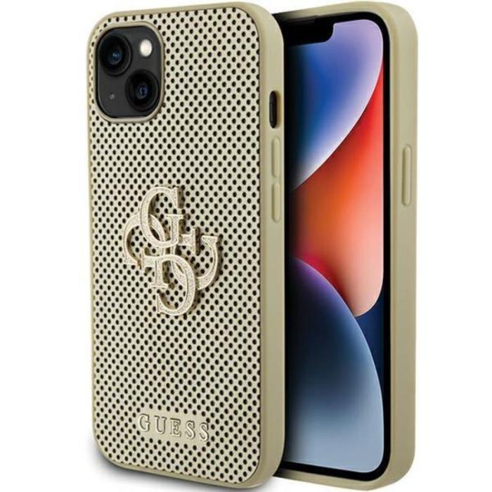 Guess - Guess iPhone 15 Mobilskal Perforated Glitter - Guld