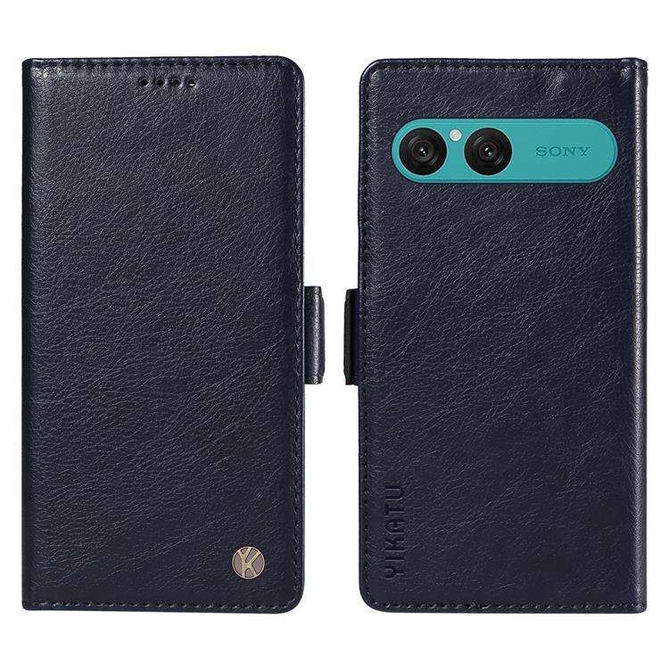 YIKATU Sony Xperia 10 VII Plånboksfodral Litchi Texture - Marinblå | 2353 | AlltMobil