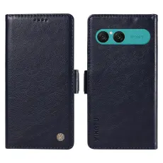 YIKATU - YIKATU Sony Xperia 10 VII Plånboksfodral Litchi Texture - Marinblå