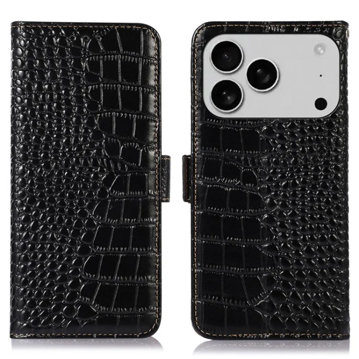 A-One Brand - iPhone 17 Pro Max Plånboksfodral Äkta läder Crocodile Texture
