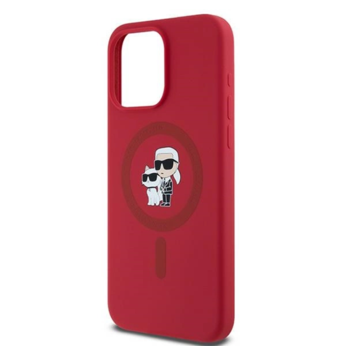 KARL LAGERFELD - Karl Lagerfeld iPhone 15 Pro Max Mobilskal Magsafe Silikon - Röd