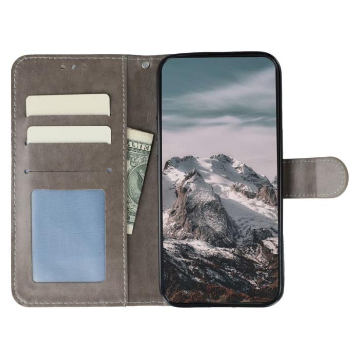 OEM - Samsung Galaxy S26 Plus Skal Konstläder Mandala Tryck - Grå