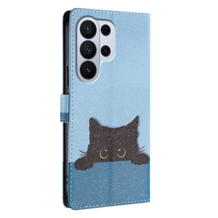 OEM - Samsung Galaxy S26 Ultra Fodral Mönstertryck PU Läder - Svart Katt
