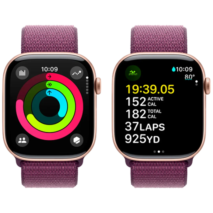 Apple - Apple Watch Series 10 46mm (GPS) Gold (Nylon Band Lila)