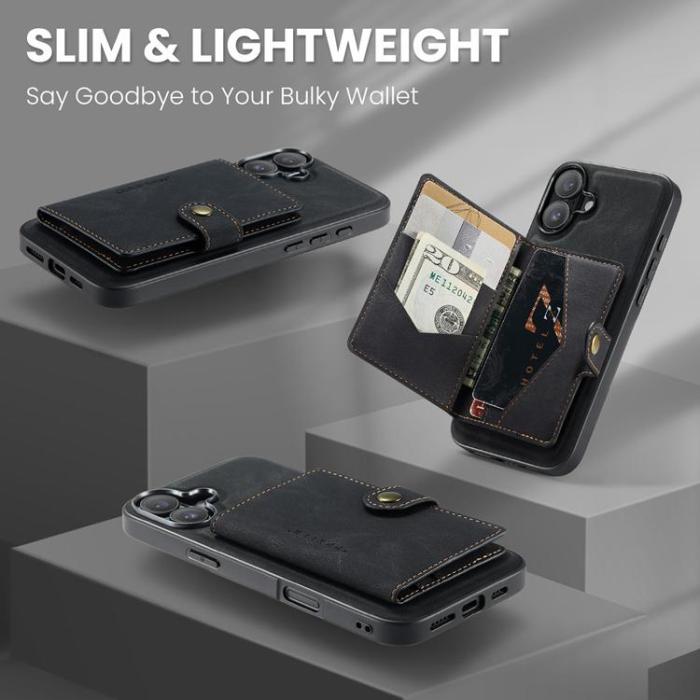 OEM - JEEHOOD iPhone 17 Mobilskal KonstLäder + Plast Avtagbar - Svart