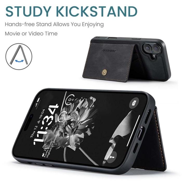 OEM - JEEHOOD iPhone 17 Mobilskal KonstLäder + Plast Avtagbar - Svart