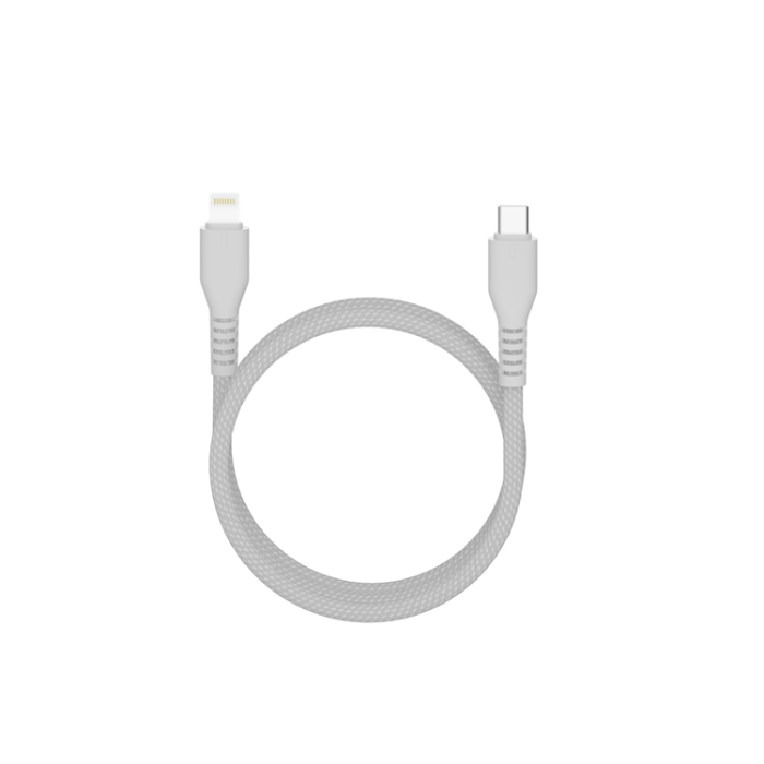 QUALO - QUALO USB-C till Lightning Kabel 2.4A 1.5m Nylon QKN-CL-18 - Silver