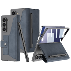 GKK - GKK Galaxy Z Fold 7 Plånboksfodral Pennhållare Med Härdat Glas - Grå
