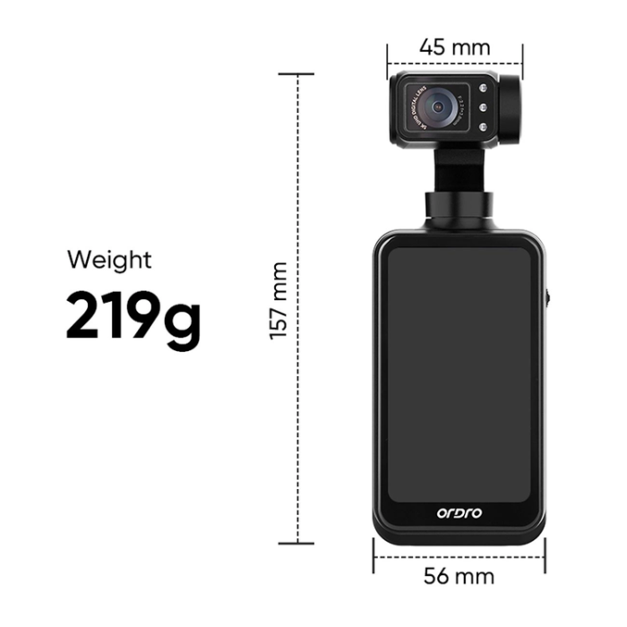 Ordro - Ordro 3-Axis Gimbalkamera 5K, för Vloggning och YouTube Pocket M5 - Svart