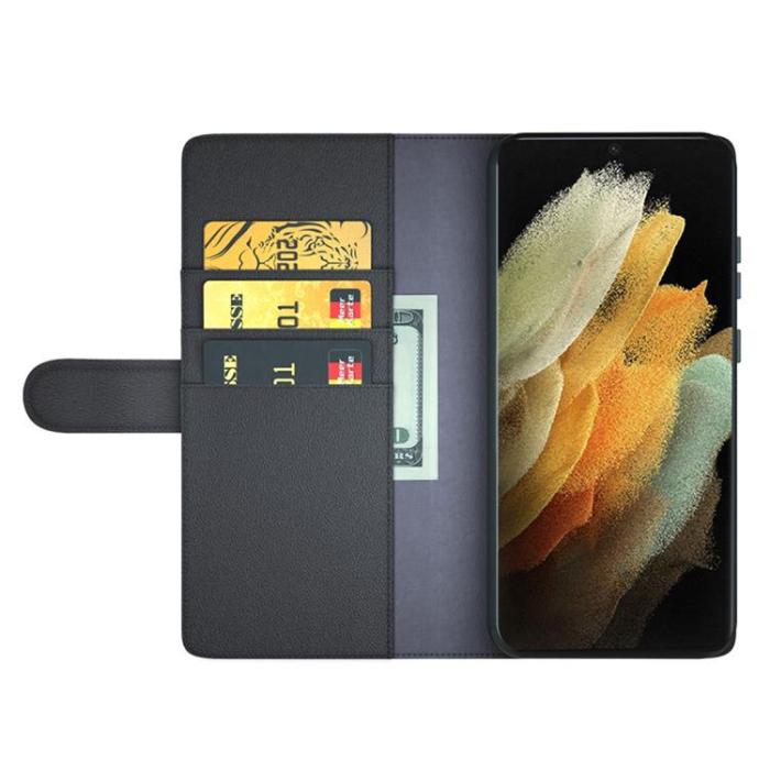 A-One Brand - Magnetisk Äkta Läder Fodral Galaxy S22 Ultra - Svart