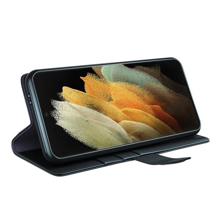 A-One Brand - Magnetisk Äkta Läder Fodral Galaxy S22 Ultra - Svart