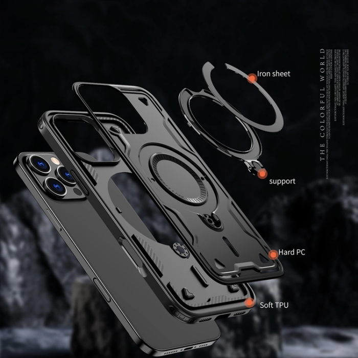 OEM - iPhone 16 Pro Mobilskal MagSafe Hybrid Armor Trendy - Svart