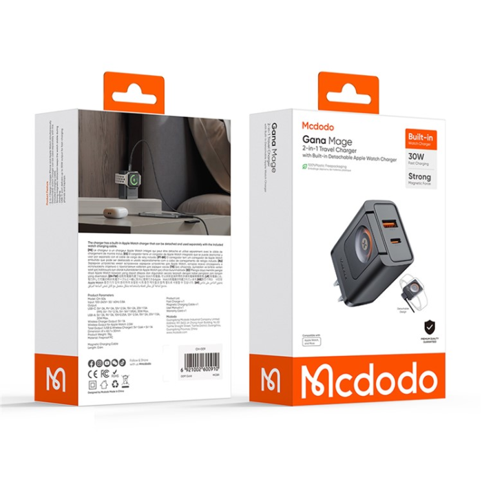 Joyroom - JOYROOM 2i1 Snabbladdare 30W USB-C/USB-A Watch Trådlös Laddare