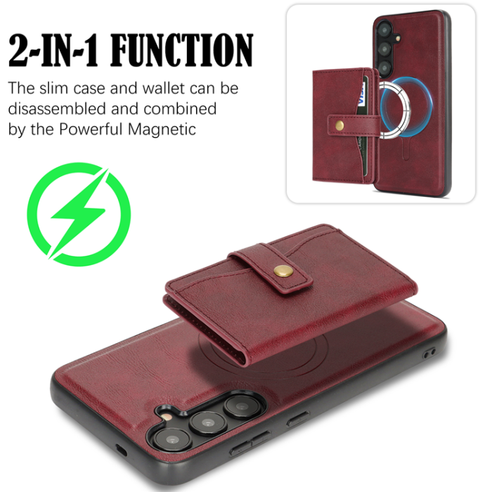 A-One Brand - Galaxy S25 Plus Mobilskal MagSafe Detachable Korthållare Kickstand